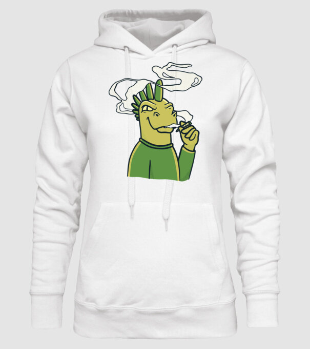 Dinozaur fumător model alb pe tricou
