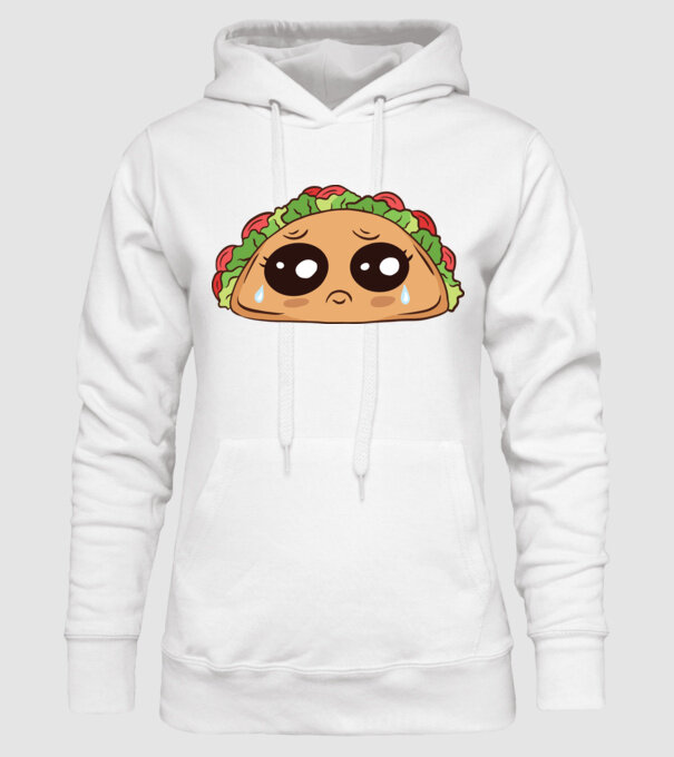 Taco trist model alb pe tricou