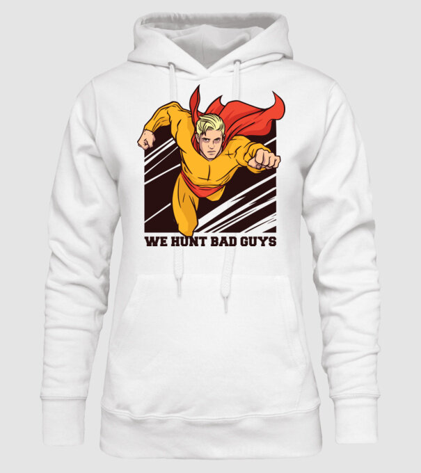 Supererou model alb pe tricou
