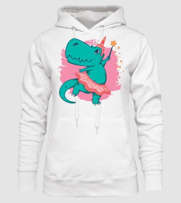 T-rex Balerină model alb pe tricou