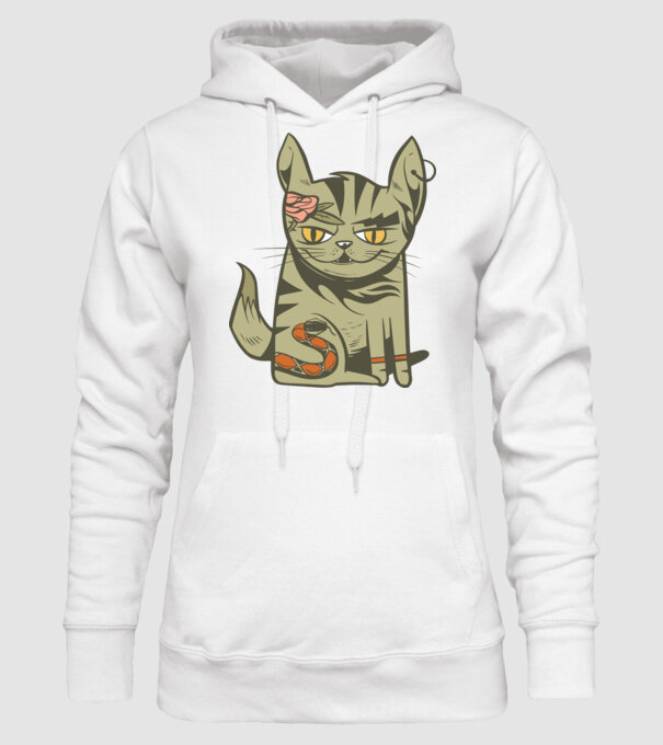 Pisoi tatuat model alb pe tricou
