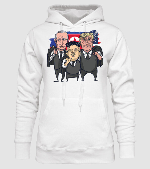 Trump, Putin, Kim - trei prieteni buni model alb pe tricou