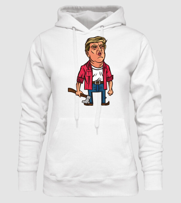 Trump tăietor de lemne model alb pe tricou