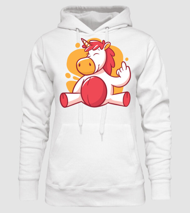 Unicorn arată degetul model alb pe tricou