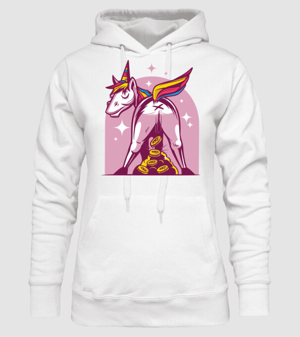 Unicorn Bitcoin model alb pe tricou