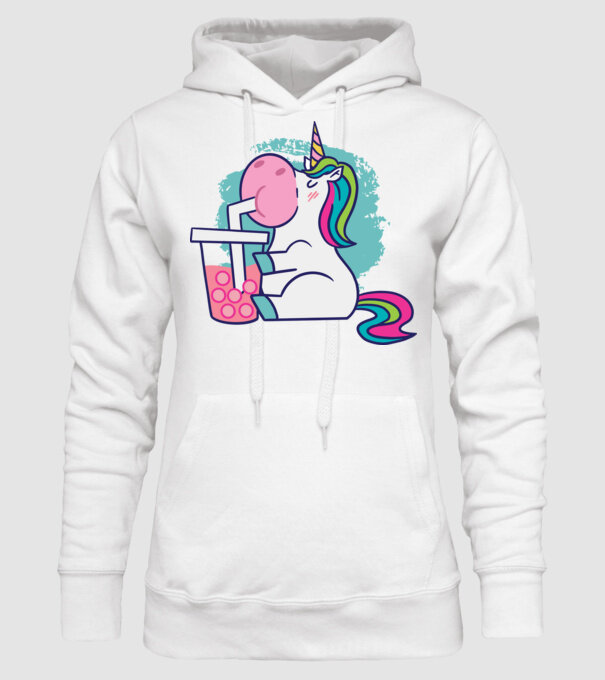 Unicorn Bubble Tea model alb pe tricou