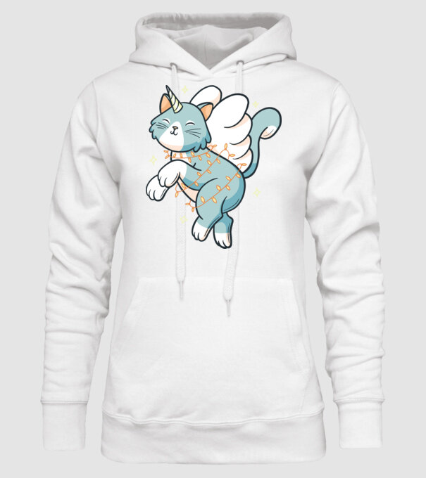 Pisică Unicorn model alb pe tricou