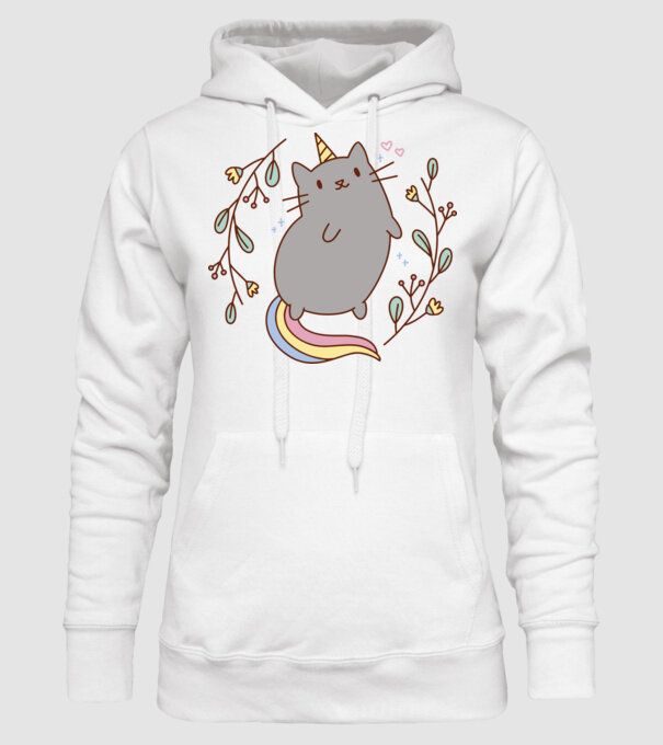 Pisică Unicorn model alb pe tricou