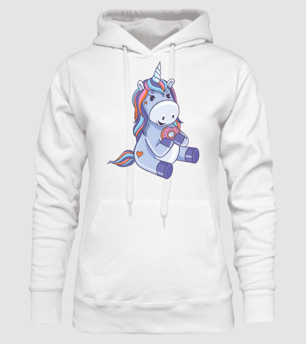 Unicorn cu gogoașă model alb pe tricou