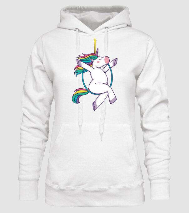 Unicorn pe cerc model alb pe tricou