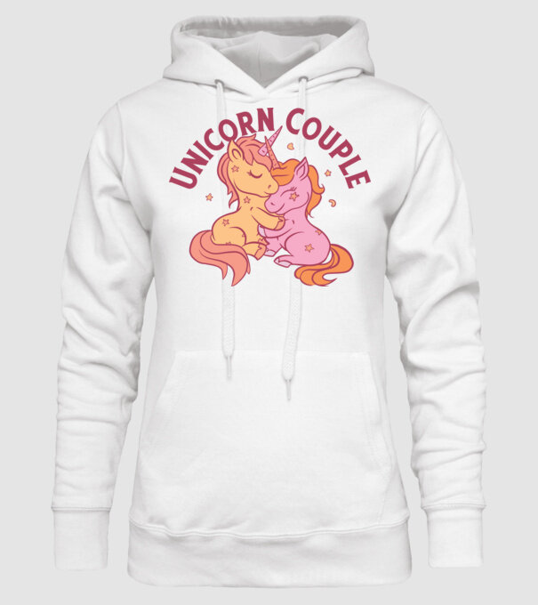 Pereche Unicorn model alb pe tricou