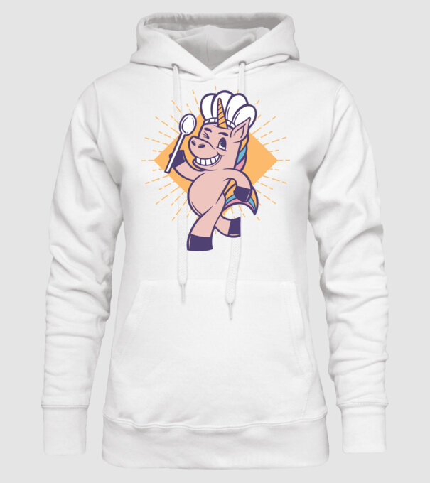 Unicorn Bucătar model alb pe tricou