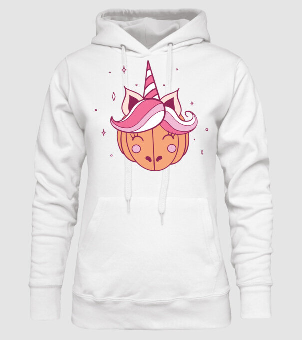 Unicorn Dovleac model alb pe tricou