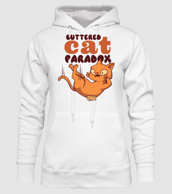 Paradox pisică cu unt model alb pe tricou