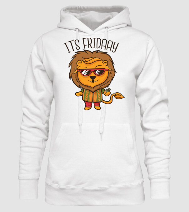 În sfârșit, vineri Leu model alb pe tricou