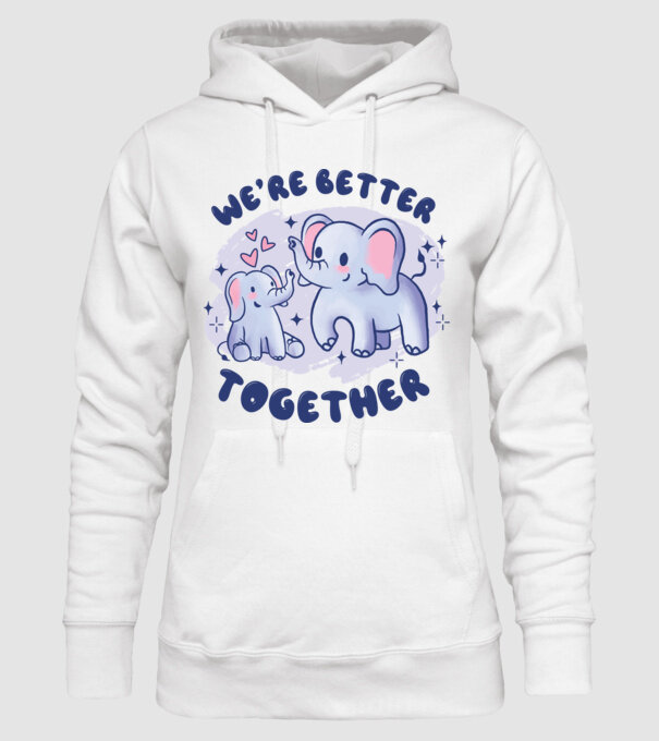 'We''re Better Together Elephant' model alb pe tricou