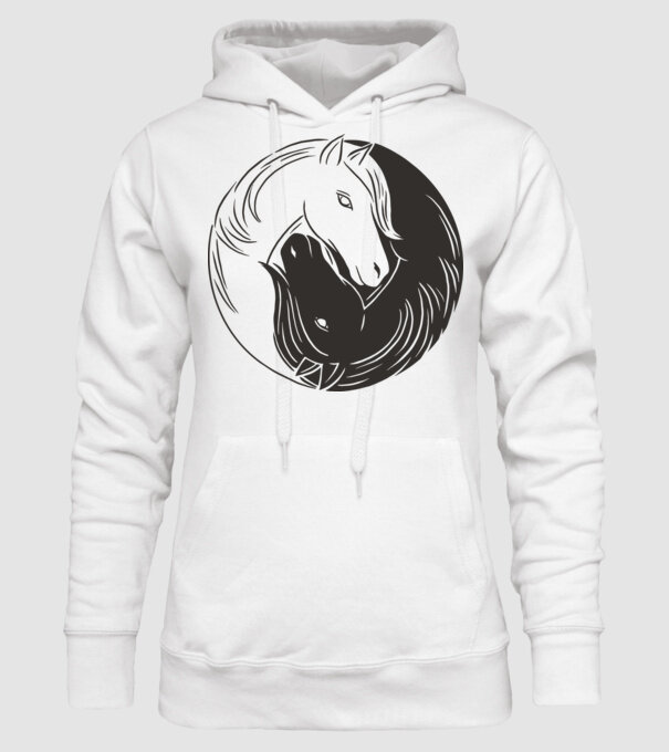 Călăreț Yin Yang model alb pe tricou