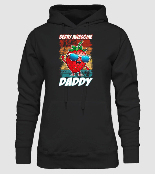 Berry Awesome Daddy Strawberry model negru pe tricou