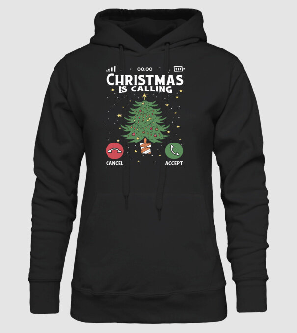 Christmas is calling model negru pe tricou