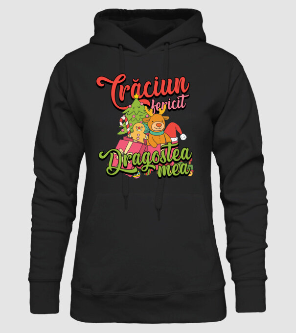 CRĂCIUN FERICIT DRAGOSTEA MEA model negru pe tricou