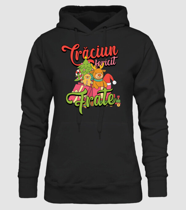 CRĂCIUN FERICIT FRATE / SORĂ model negru pe tricou