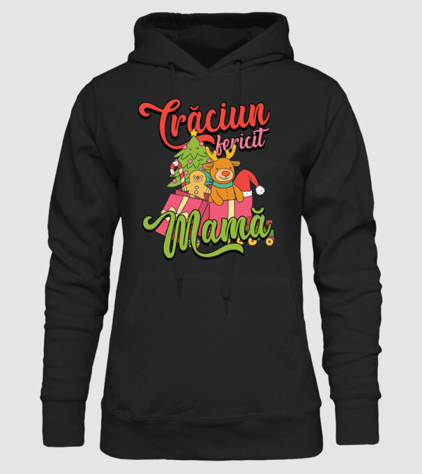 CRĂCIUN FERICIT MAMĂ model negru pe tricou