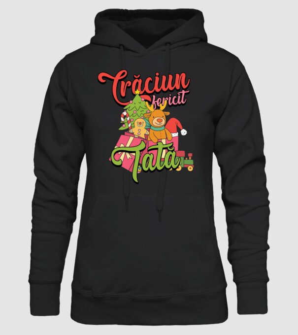 CRĂCIUN FERICIT TATĂ model negru pe tricou
