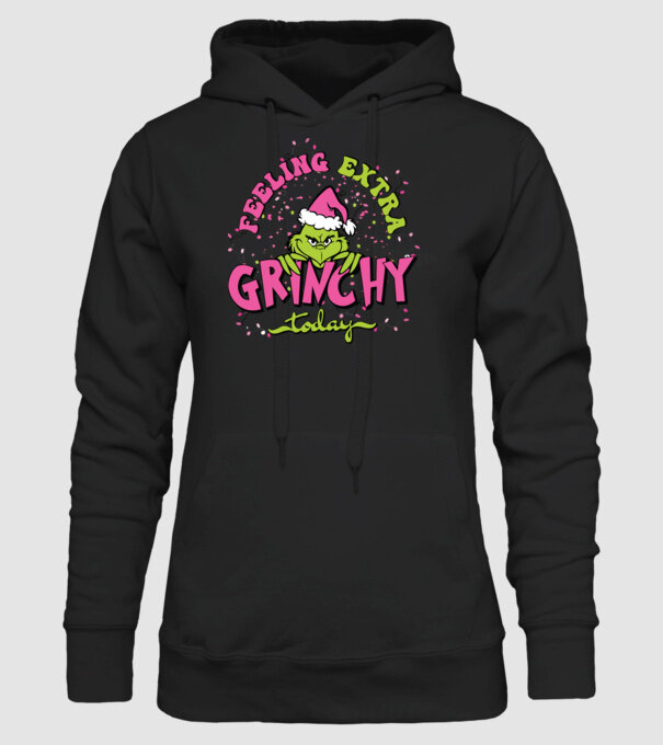 Feeling extra Grinchy today model negru pe tricou