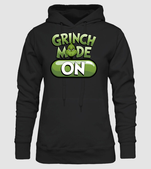 Grinch mode ON model negru pe tricou