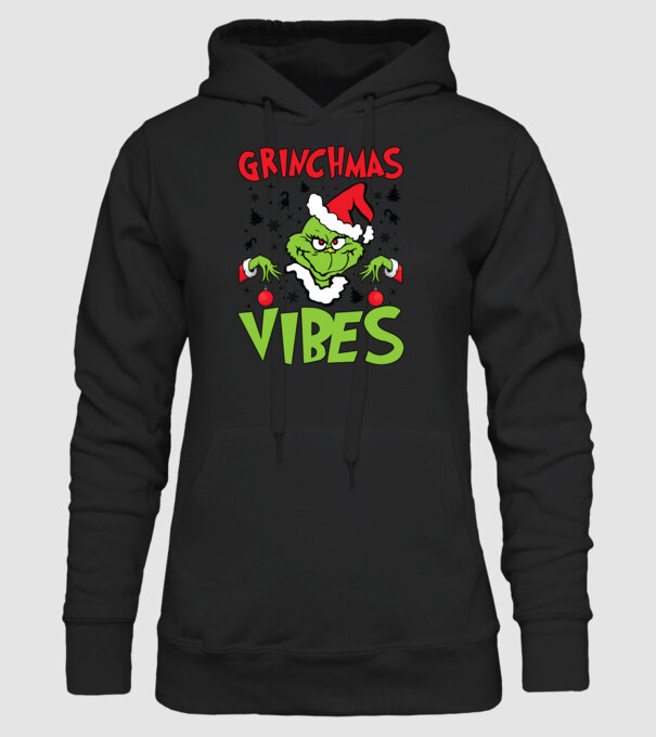 Grinchmas Vibes - Grinch model negru pe tricou