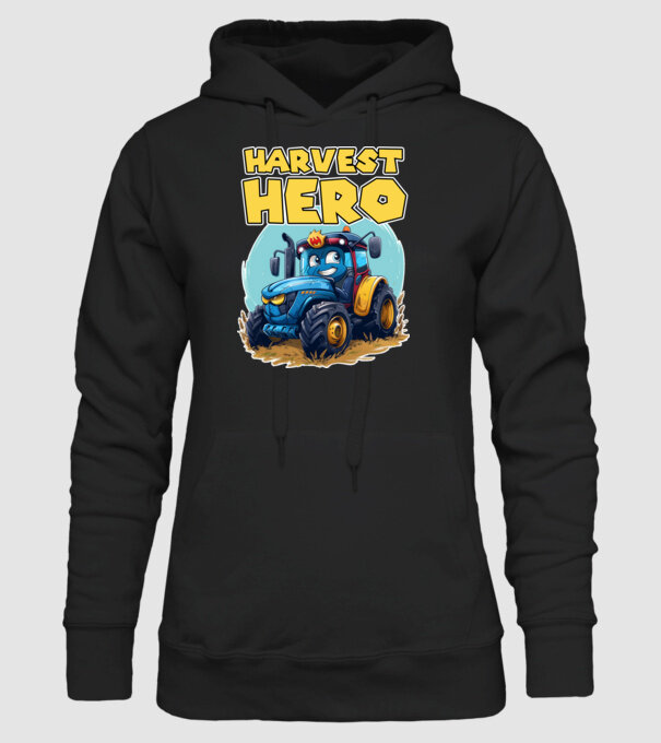 Harvest Hero Tractor model negru pe tricou