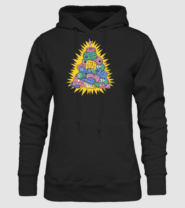 Joystick pom de Crăciun model negru pe tricou