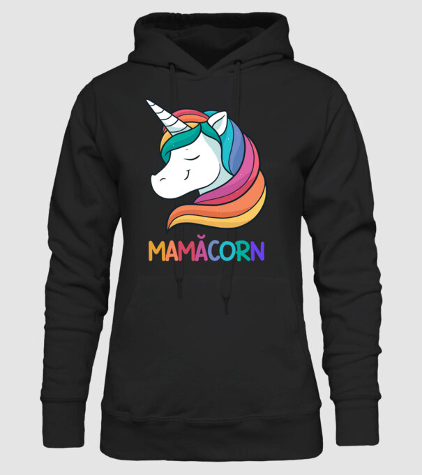 mamăcorn model negru pe tricou