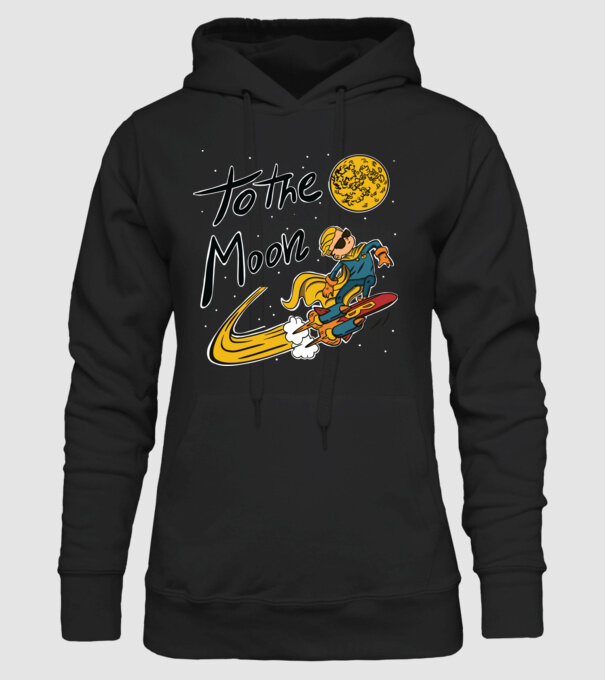 To the Moon Bitcoin model negru pe tricou