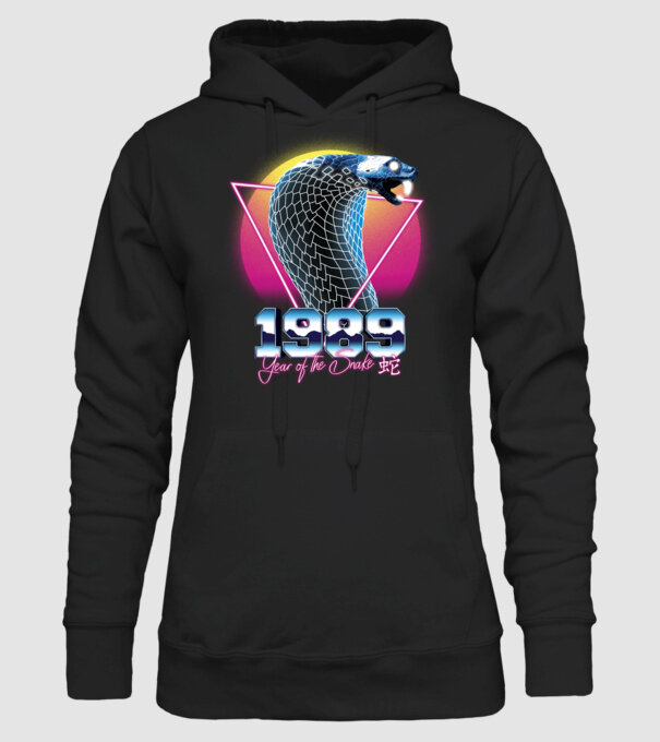 1989 Year of the Snake model negru pe tricou