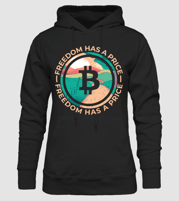 Libertatea are preț Bitcoin model negru pe tricou