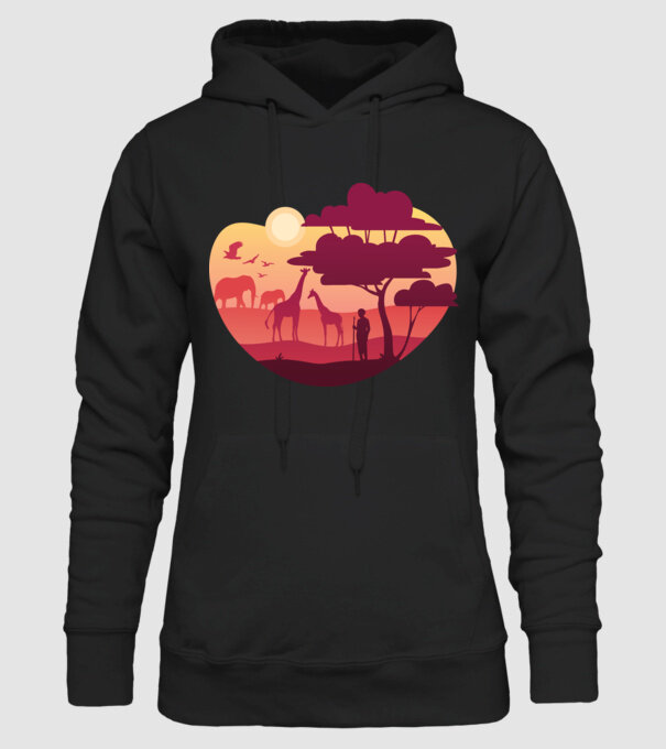 Peisaj african model negru pe tricou