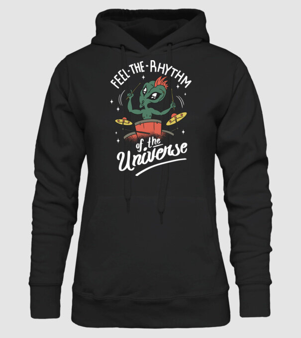 Alien baterist model negru pe tricou