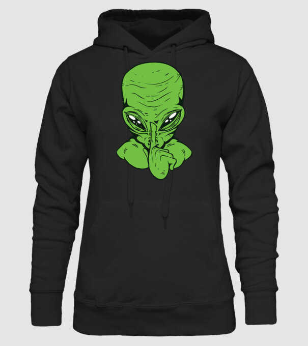 Alien Psst model negru pe tricou