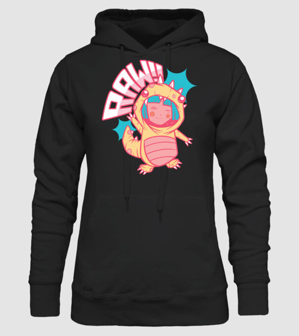 Anime dinozaur model negru pe tricou