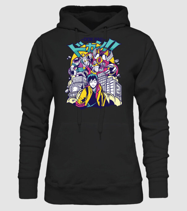 Anime Godzilla model negru pe tricou