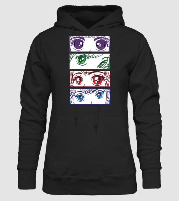 Anime ochi de fată Pop Art model negru pe tricou