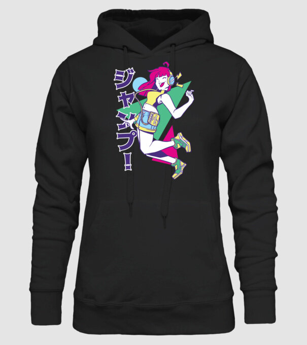 Anime fată retro model negru pe tricou