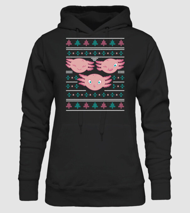 Pulover urât Axolotl model negru pe tricou