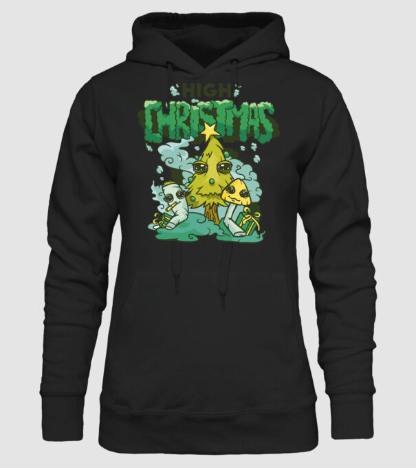 Crăciun drogat model negru pe tricou