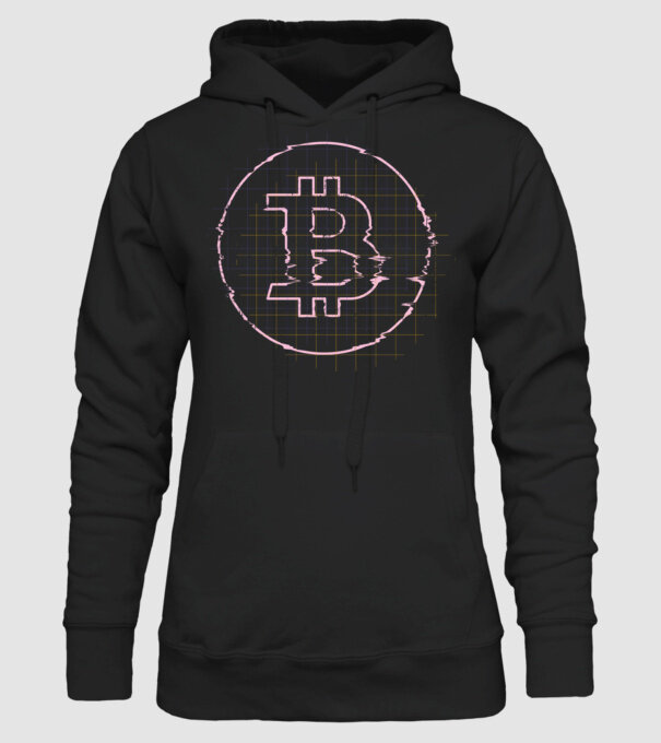 Bitcoin Glitch model negru pe tricou