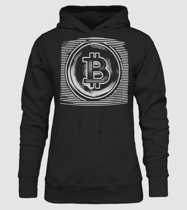 Bitcoin logo model negru pe tricou