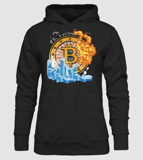 Logo Bitcoin model negru pe tricou