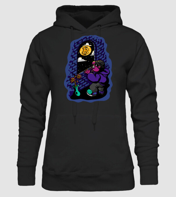 Bitcoin to the moon model negru pe tricou