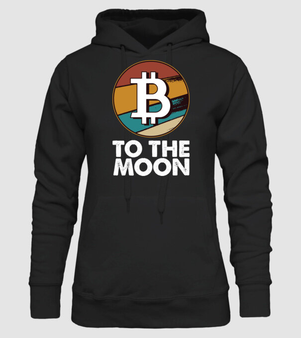 Bitcoin to the moon model negru pe tricou